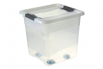 Crystal műanyag tároló doboz, 30 l, átlátszó,kerekeken, 38x36x37 cm - UTOLSÓ 2 DB