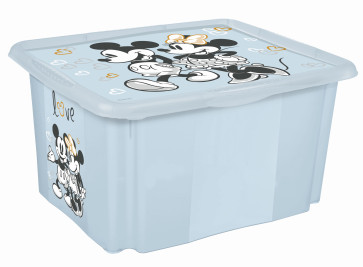 Műanyag doboz Mickey, 24 l, világoskék fedélle, 42,5 x 35,5 x 22,5 cm