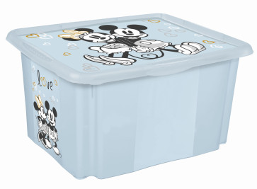 Műanyag doboz Mickey, 30 l, világoskék fedélle, 45 x 35 x 27 cm