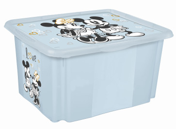 Műanyag doboz Mickey, 45 l, világoskék fedélle, 55,5 x 40 x 30 cm