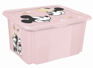 Műanyag doboz  Minnie, 15 l, világos rózsaszín fedélle, 38 x 28,5 x 20,5 cm