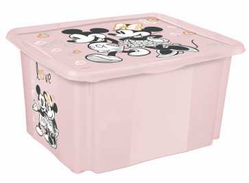Műanyag doboz  Minnie, 24 l, világos rózsaszín fedélle, 42,5 x 35,5 x 22,5 cm