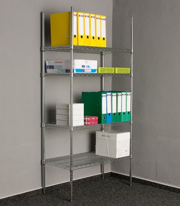 Sirius krómozott fém polcrendszer 95x91x61 cm, 4 polc