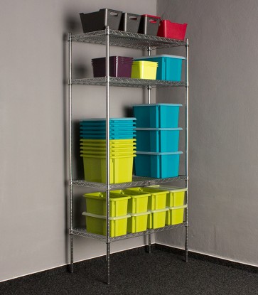 Sirius krómozott fém polcrendszer 91x61x46 cm, 4 polc