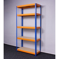 Saturn fém polcrendszer, 5 polc, 196x100x40 cm, 275 kg, kékes-narancssárga