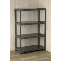 Jupiter műanyag polcrendszer, 4 polc, szürke, 138x150x46 cm