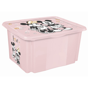 Műanyag doboz  Minnie, 45 l, világos rózsaszín fedélle, 55,5 x 40 x 30 cm