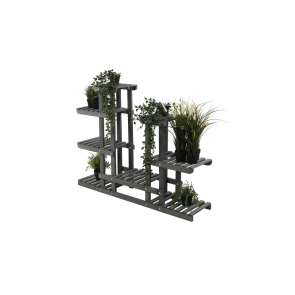 Vícepatrový dřevěný stojan na květiny, šedý, 95x116x25 cm
